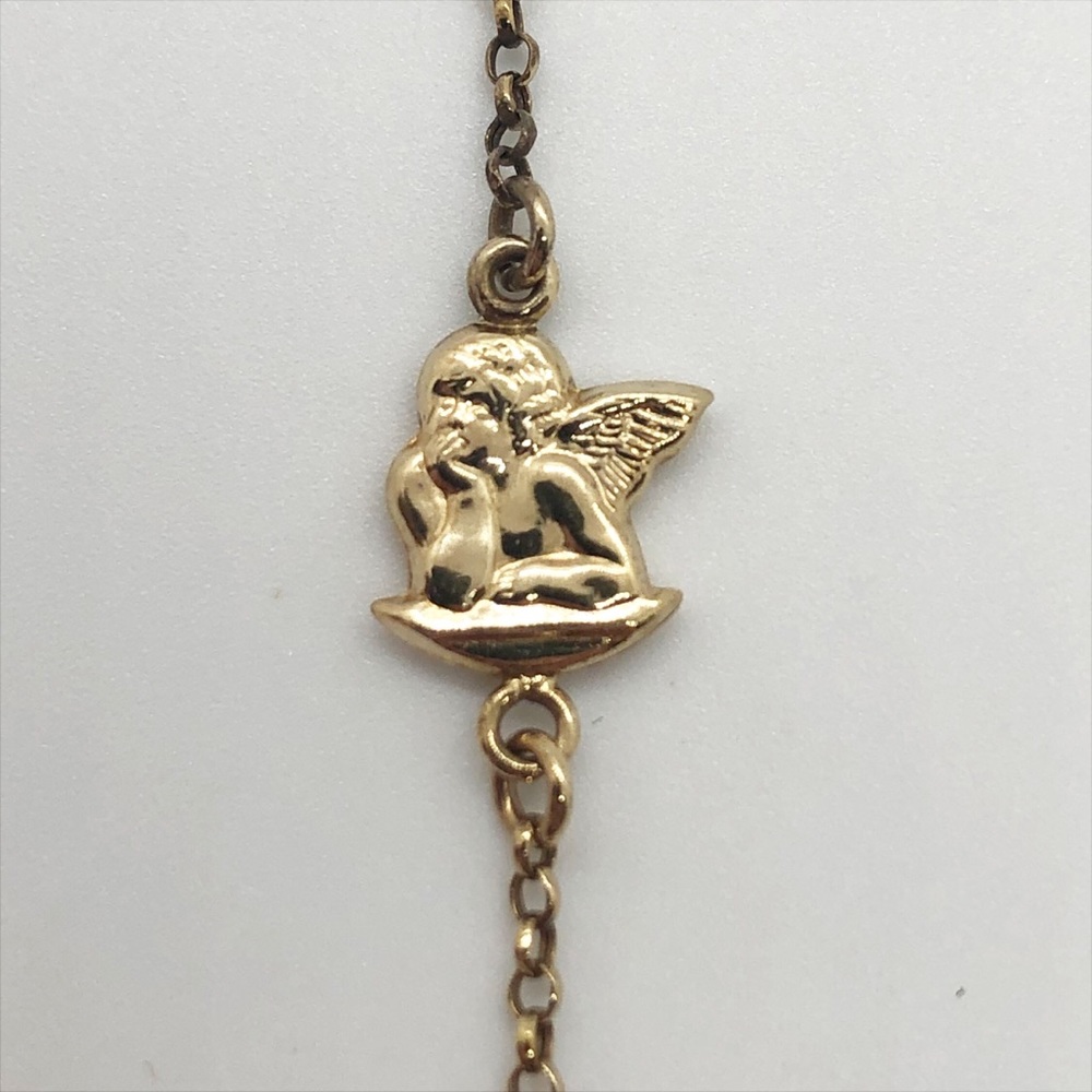 14k yellow gold cherub angel vintage bracelet - Picture 3 of 7